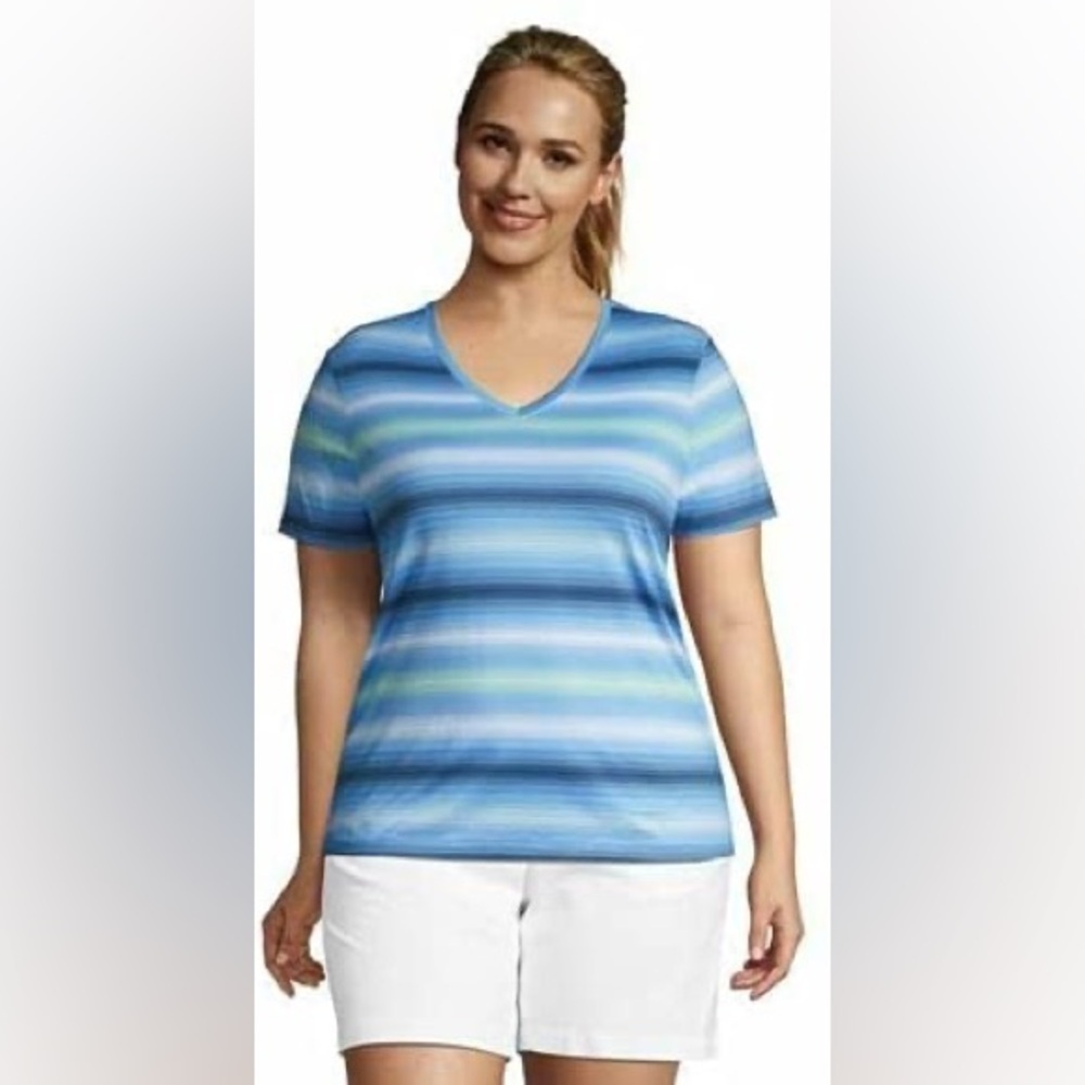 Lands’ End Women's Relaxed Supima Cotton V-Neck T-Shirt Size Medium